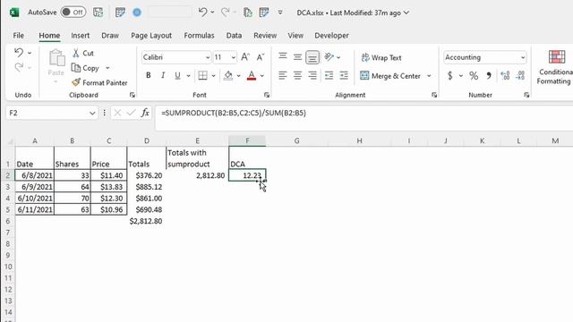 Dollar Cost Average (DCA) Formula in Excel смотреть онлайн