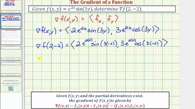 Ex: Find The Gradient Of The Function F(x,y)=e^(2x)sin(3y)