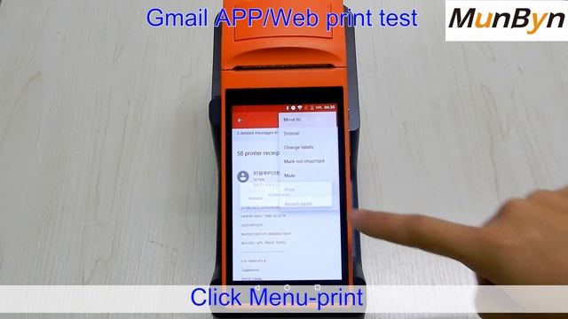 MUNBYN Pos Printer IPDA032-How to print on Gmail APP web page смотреть онлайн