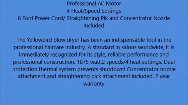 Conair Pro Yellow Bird Hair Dryer Model YB075W смотреть онлайн