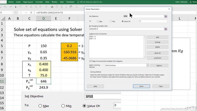 Solve a Set of Nonlinear Equations Using Solver смотреть онлайн