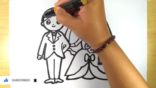 Cute Bride and Groom Drawing, Painting & Coloring For Kids and Toddlers_ Child Art смотреть онлайн