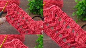 Повязка на голову крючком в тунисской технике вязания