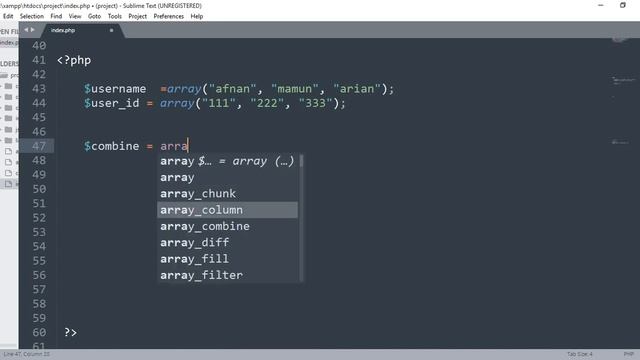 PHP Array Functions -04 (array_combine()) смотреть онлайн