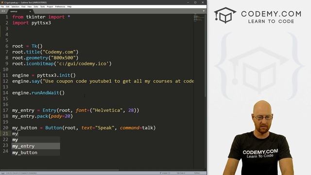 Text To Speech With Tkinter - Python Tkinter GUI Tutorial #76 смотреть онлайн