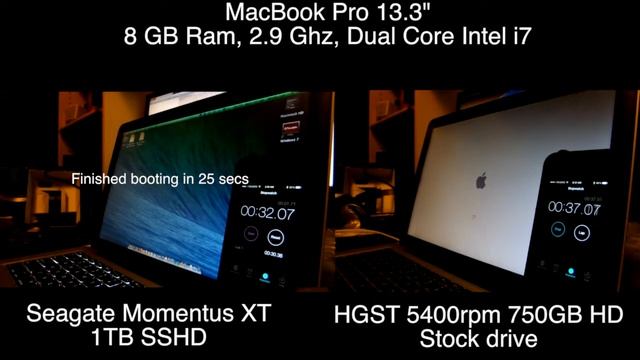 MacBookPro Stock HD and Seagate Momentus XT 1TB SSHD Boot Comparison смотреть онлайн