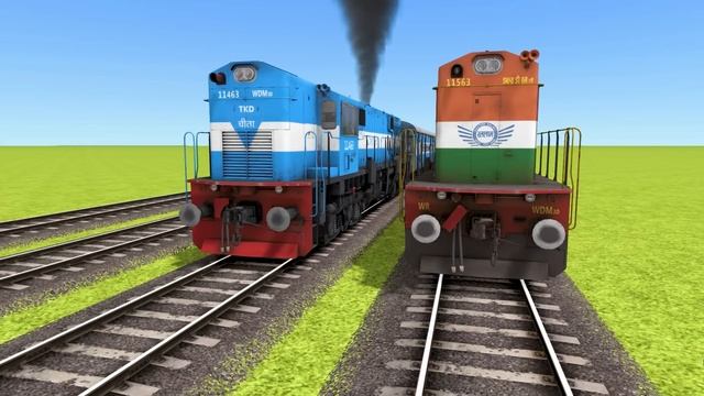 RAILROAD CROSSING OF 4 TRAINS BACK TO BACK AT BUMPY RAILROAD | Train Simulator | Trains Railroad смотреть онлайн