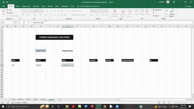 String Handling Functions in Spreadsheet (Excel) смотреть онлайн