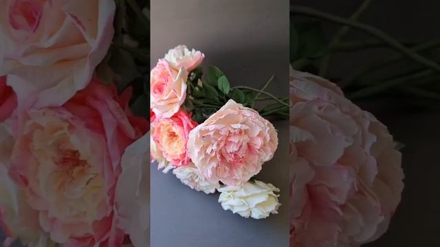 Розы и пионы, ручной работы, остаток 11 шт. Букет 45см.