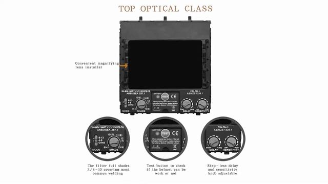 Сварочный шлем 100*65 мм 1111 4 датчика шлифования DIN 3/4-13 ММА MIG/MAG TIG EN379 Cert смотреть онлайн