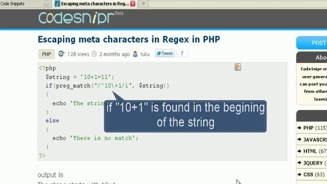 PHP tutorial :Escaping meta characters in Regex in PHP смотреть онлайн