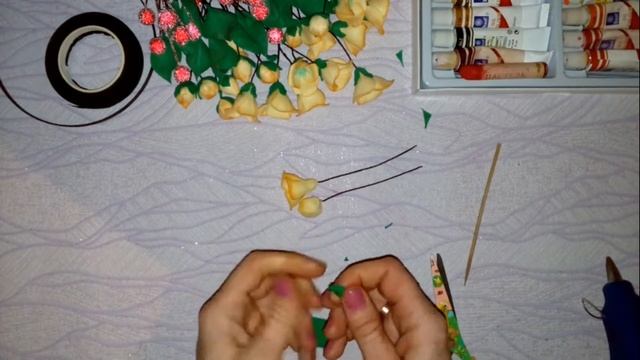 Весенний ободок с цветами из фоамирана. смотреть онлайн