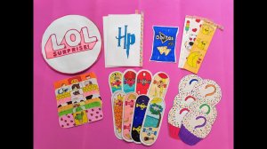 Скейты?LOL?Распаковка бумажных сюрпризов?Пластыри?Гарри Поттер?Закладки?Приготовь?