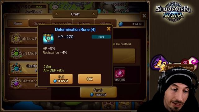 100 DETERMINATION RUNE CRAFTS -for- DAMAGE TRICARU (Summoners War) смотреть онлайн