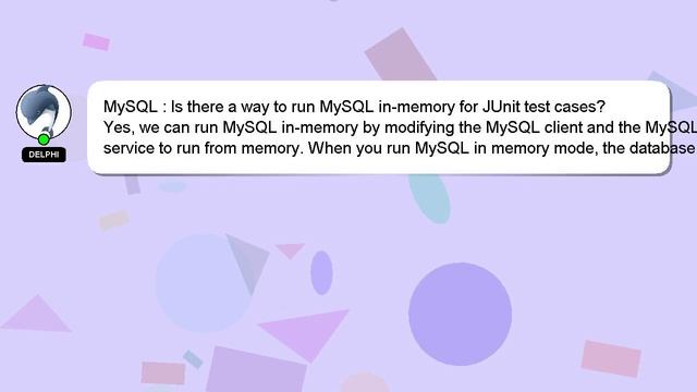 MySQL : Is there a way to run MySQL in-memory for JUnit test cases? смотреть онлайн