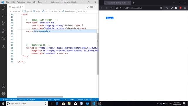 Bootstrap 5 Tutorial For Beginners #4 - Exploring Bootstrap Components | Bootstrap Badges смотреть онлайн