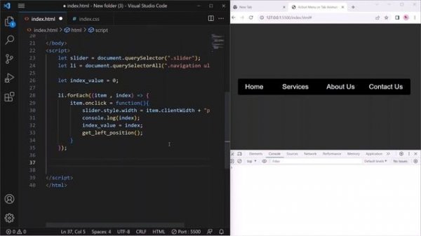 Animated Active Menu slider or Tab Indicator with HTML CSS & JavaScript. | Animated navigation