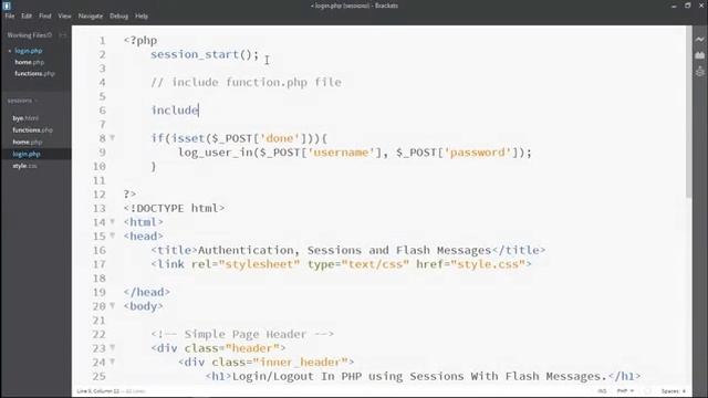 PHP Login and logout using sessions and flash messages смотреть онлайн