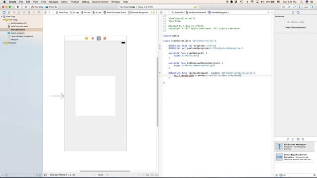 Xcode iOS Swift Programming Tutorial - How to Create a Draggable View (UIPanGestureRecognizer)) смотреть онлайн