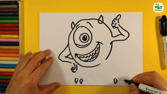 Рисуем Майка Вазовски из мультика Корпорация Монстров / РыбаКит папа рисует