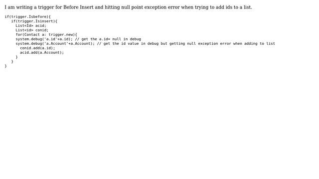 Salesforce: Trigger null point exception error смотреть онлайн