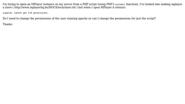 Unix & Linux: Running MPlayer through a PHP script смотреть онлайн