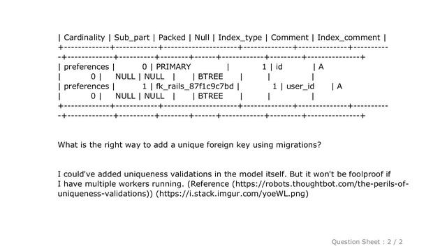 MySQL : Unique foreign key in rails migration смотреть онлайн