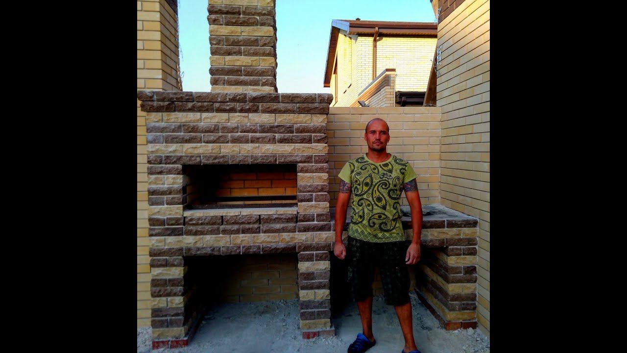 Барбекю, мангал из кирпича с столешницей своими руками, подробная порядовка. смотреть онлайн