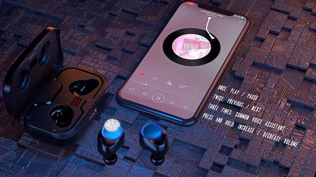 IPX5 Waterproof Wireless Mic Noise Cancelling Bluetooth 5.0 Headphones, In Ear with Charging Case смотреть онлайн