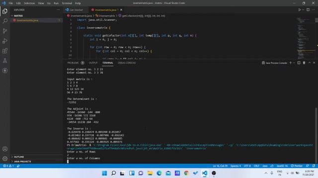 Inverse Matrix Program in java with user input смотреть онлайн
