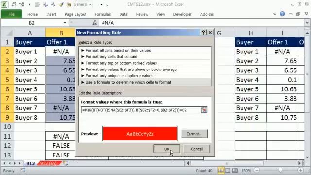 Excel Magic Trick 912: Conditional Formatting Minimum Value in Row Ignore Zero and #N/A: AGGREGATE смотреть онлайн
