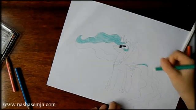 Маринка (9 лет) рисует принцессу Селестию смотреть онлайн