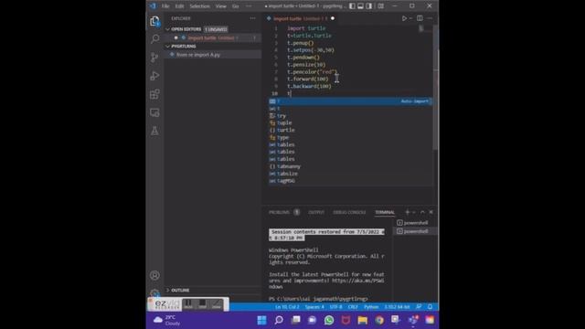 Writing letter alphabet E using Python with turtle graphics ?[VSCODE] смотреть онлайн