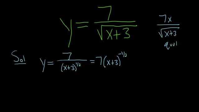 How to Find the Derivative of y = 7/sqrt(x + 3) смотреть онлайн