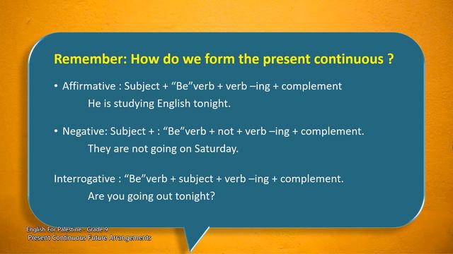 -2021- درس 3 | الوحدة 1 | Present Continuous Future arrangements | صف 9 | فصل 1 | اللغة الانجليزية смотреть онлайн