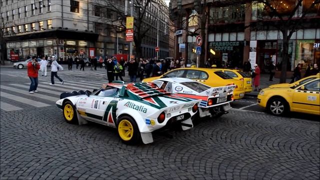 Lancia 037, Lancia Stratos & Lancia Delta in Prague Center. Incredible sound! смотреть онлайн