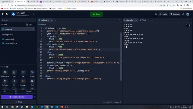 3.8 - DARS. Python || Mantiqiy operatorlar смотреть онлайн