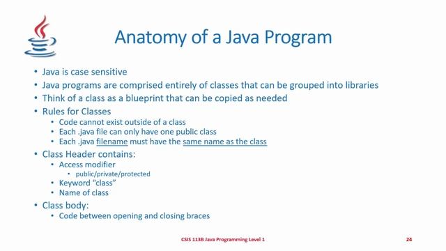CSIS 113B Lecture 1 - Introduction to Java Programming смотреть онлайн