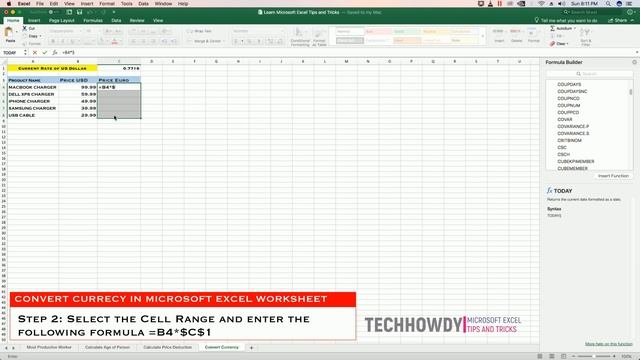 How To Convert Currency Using MIcrosoft Excel Formula смотреть онлайн
