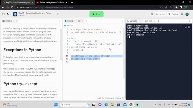 2023 | python for beginners | Exception Handling | Day 35 смотреть онлайн