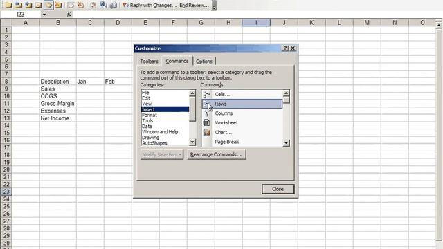 Excel 2003: Adding or removing icons to the toolbar смотреть онлайн