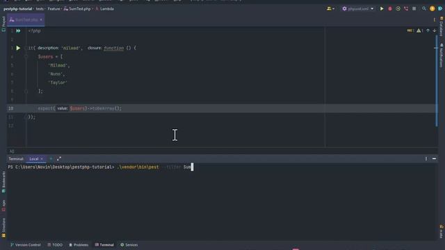 Pest PHP - toBeArray & toBeEmpty смотреть онлайн