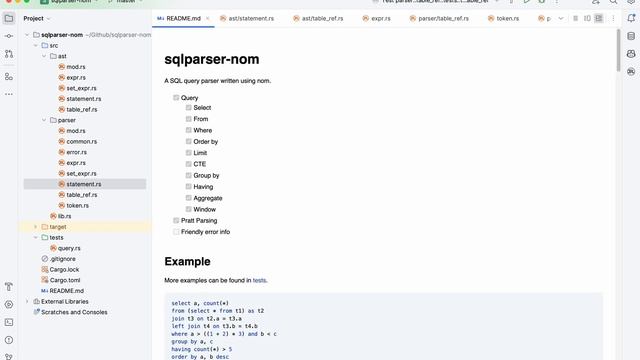 A SQL query parser written in Rust смотреть онлайн