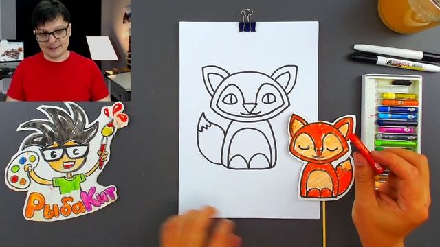 Как нарисовать ЛИСЕНКА - рисуем зверей с РыбаКит смотреть онлайн