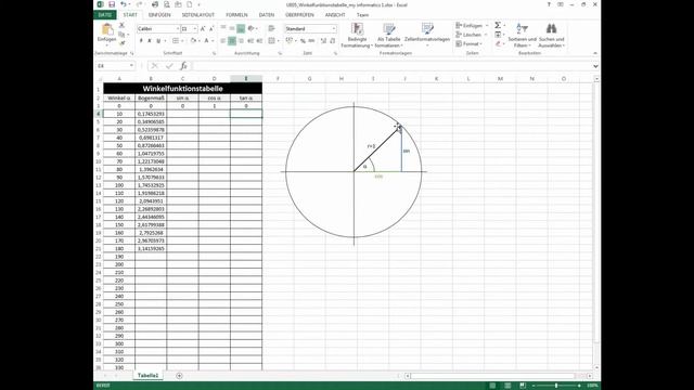 AINF-Beispiel UE05 Winkelfunktionstabelle - Trigonometriscche Funktionen in Excel смотреть онлайн