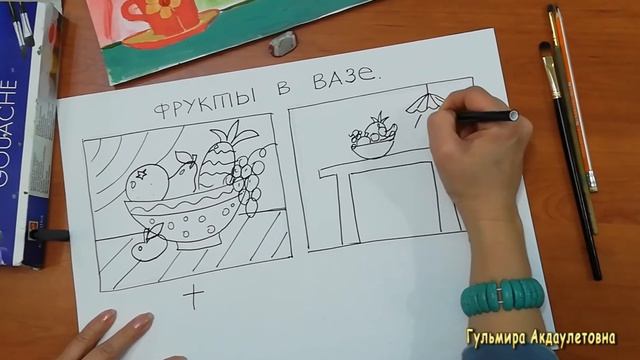 Рисуем на тему «Фрукты в вазе». смотреть онлайн