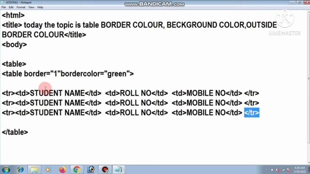 HTMLtutorial Table bordercolor, background color and outside border color in html program смотреть онлайн