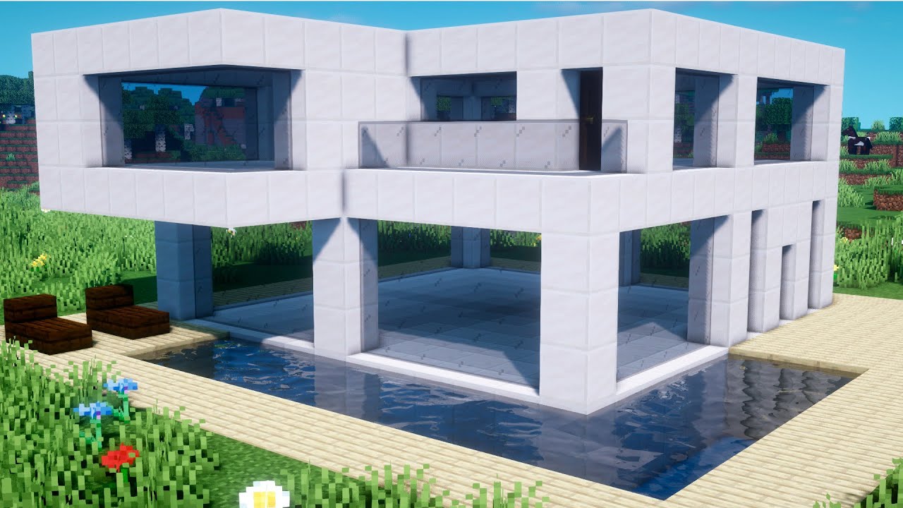 БОЛЬШОЙ ХАЙ-ТЕК ДОМ С БАССЕЙНОМ В МАЙНКРАФТ! смотреть онлайн