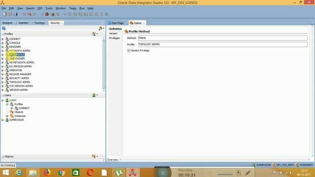 ODI 12c Tutorials Lessons 3 Security component, Users, Profiles and objects смотреть онлайн