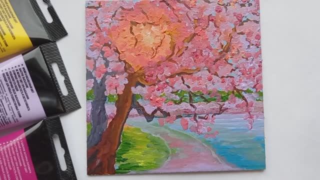 Цветущий сад | Рисуем акрилом просто смотреть онлайн